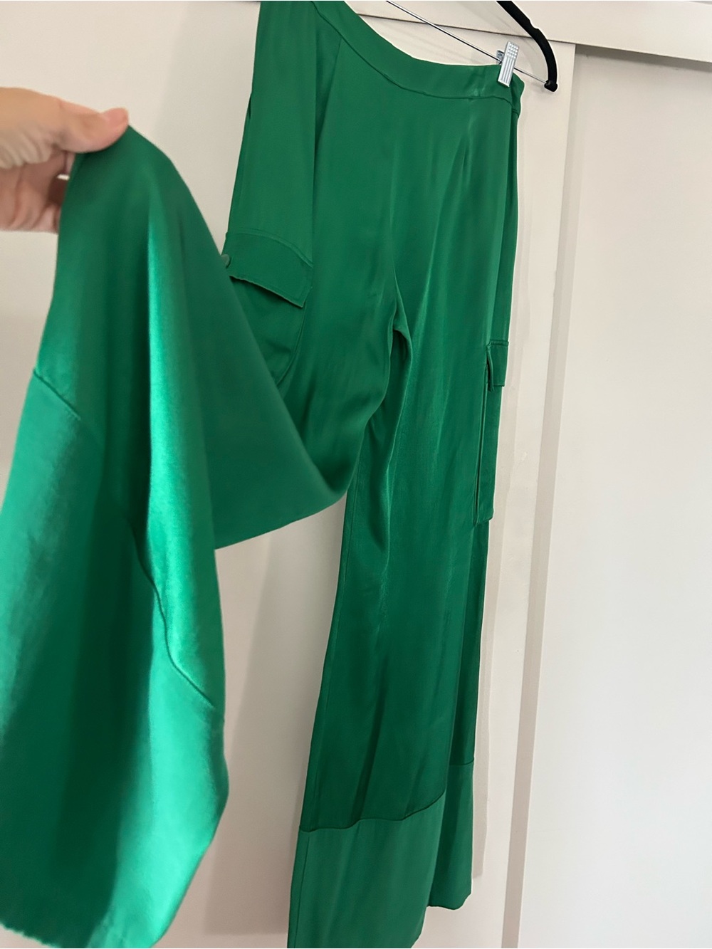Anthropologie/Corey Lynn Calter Emerald Green Wide-Leg silky pants M - Picture 5 of 9